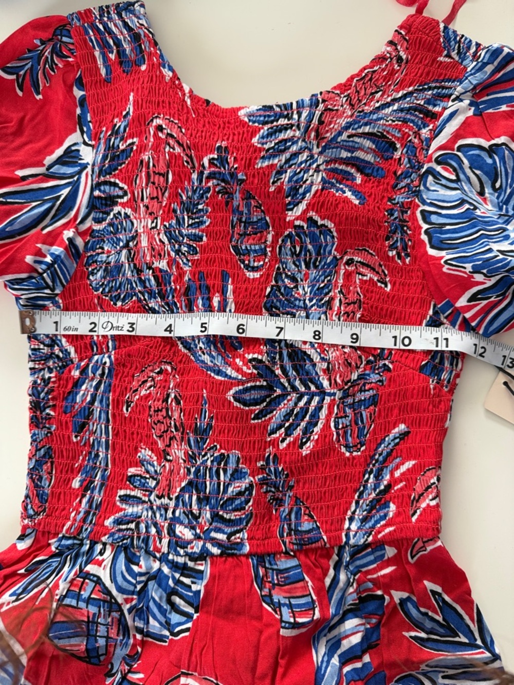 Sincerely Jules Red Maxi Dress with Blue and White Tropical Print size xs, - Picture 10 of 11